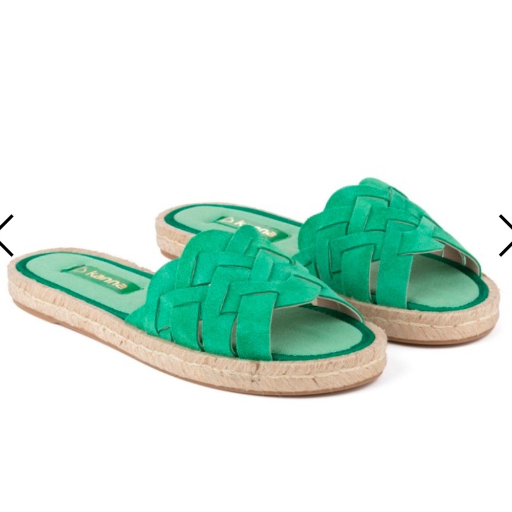 Kanna Green Woven Slide Sandals (Size 39) - Picture 3 of 5